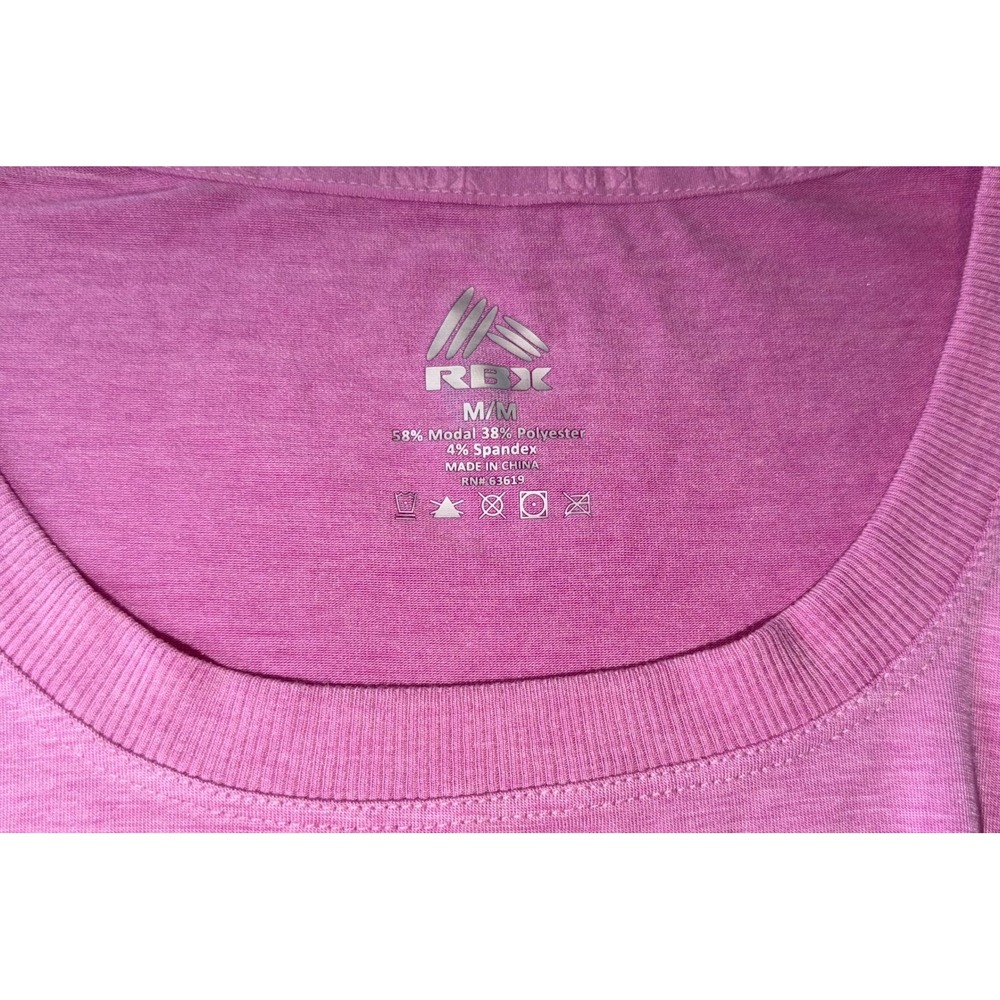 RBX Tunic Tee Shoulder Pleats Rib Trim Side Vents Pink Orchid Athleisure Women M - Picture 2 of 6